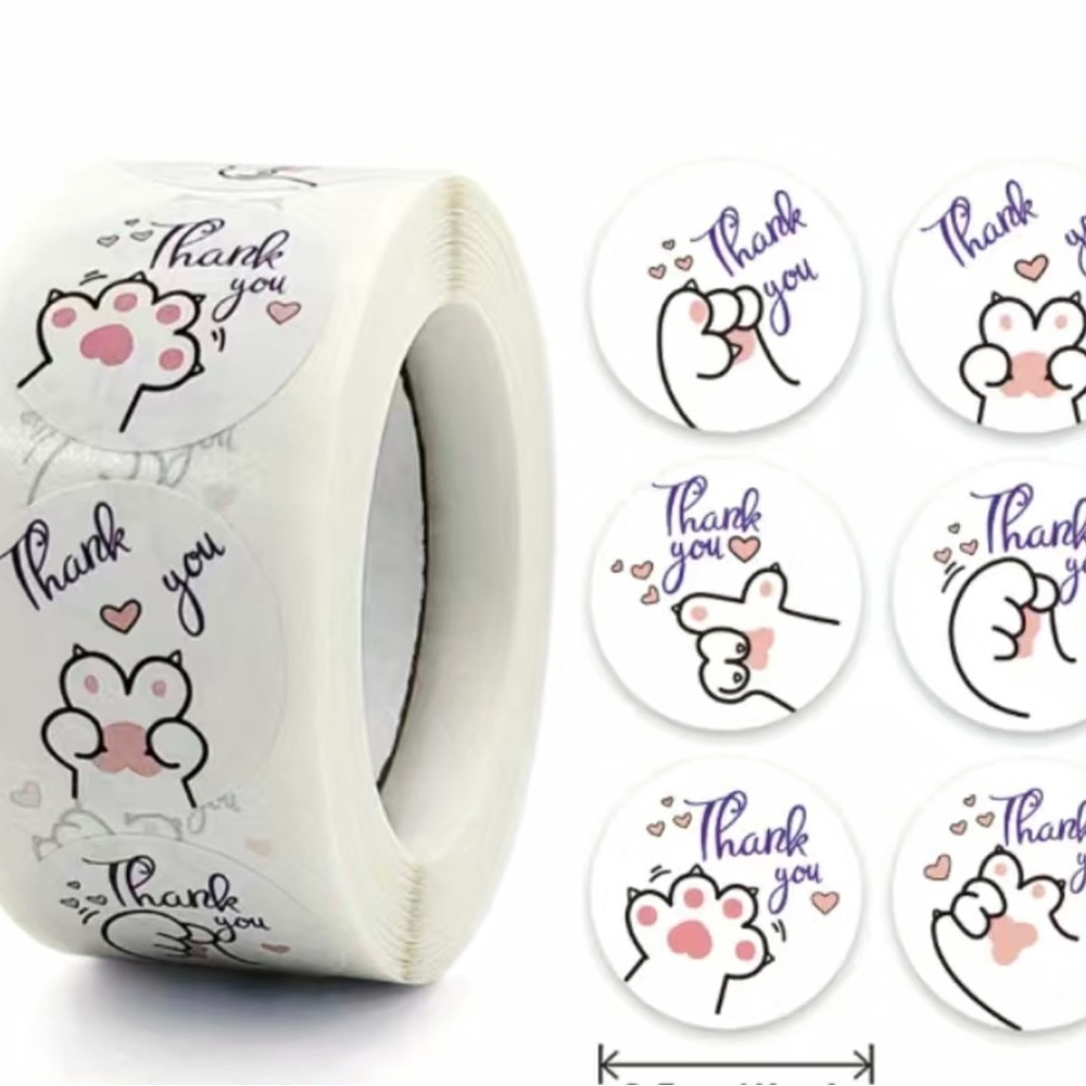 500 Thank You, cat stickers.